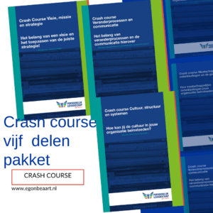 Crash course: De hele serie deel 1 t/m 5 Visie, missie, strategie, cultuur, structuur, systemen, persoonlijk leiderschap, veranderprocessen, communicatie, maatschappelijke ontwikkelingen